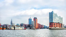 panoramic view of Hamburg city Hamburg, Germany - FEBRUARY 16, 2017: panoramic view of Hamburg city